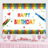 Wachsmalstift Einfach Und Bunt Glücklich Geburtstag Hintergrund